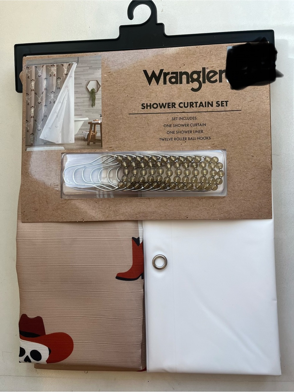 Wrangler Halloween Cowboy Skull Skeleton Shower Curtain Set